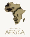 African striped hyena map illustration