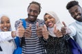 African students group showing ok thumbs up Royalty Free Stock Photo