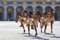 An African style dance group performing in Lisbon in Commerce Square