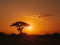 African Sunset with Acacia Tree Royalty Free Stock Photo