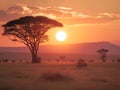 African Sunset with Acacia Tree Royalty Free Stock Photo