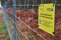 African swine fever sign. Fence along the Polish-German border