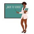 African teacher points to the blackboard Royalty Free Stock Photo