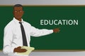 African teacher vector illustration. African american men near the blackboard Royalty Free Stock Photo