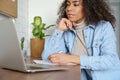 African teen girl college student elearning at home making notes. Closeup Royalty Free Stock Photo