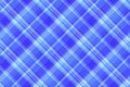 African texture tartan plaid, editable seamless vector textile. Menu background check pattern fabric in blue and cyan colors