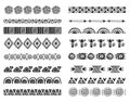 African tribal brushes. Black and white hand drawn horizontal seamless borders isolated Vector set Royalty Free Stock Photo