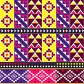 African tribal Kente cloth style vector pattern, seamless design with geometric shapes inspired by traditional fabrics or textiles Royalty Free Stock Photo