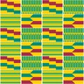 African tribal Kente cloth style vector seamless textile pattern, geometric Ghana nwentoma design Royalty Free Stock Photo