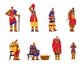 African tribal people characters collection flat vector illustration isolated. Royalty Free Stock Photo