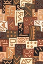African Tribal Seamless Vector Pattern. Abstract Hand-Drawn Ethnic Background. Vertical Orientation Royalty Free Stock Photo