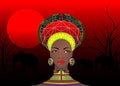 African Tribe Clothes Female Zulu, portrait of cute south african woman. Typical clothing for married women, young girl of Bantu Royalty Free Stock Photo