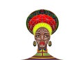 African Tribe Clothes Female Zulu, portrait of cute south african woman. Typical clothing for married women, young girl of Bantu Royalty Free Stock Photo