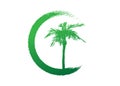 African Tropical palm tree green logo, palm icon tree silhouette, green bio nature safari ecology concept, biological concept