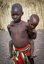 African unidentified El molo children near lake Turkana, Kenya. Royalty Free Stock Photo