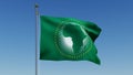 African Union flag against blue sky