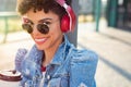 African urban girl with headphones