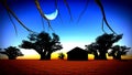 African village at night Royalty Free Stock Photo