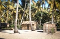 African village between palm trees in Tofo Royalty Free Stock Photo