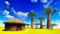 African village with traditional huts Royalty Free Stock Photo
