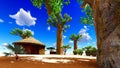 African village with traditional huts Royalty Free Stock Photo