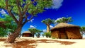 African village with traditional huts Royalty Free Stock Photo