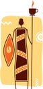 African Warrior with Cup of Coffee on Spear Royalty Free Stock Photo