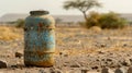 African water scarcity series empty container symbolizing drought in a bright, minimalistic setting Royalty Free Stock Photo