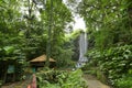 The African Waterfall Aviary in Singapore`s Jurong Bird Park houses a 30m high indoor waterfall Royalty Free Stock Photo