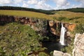 African waterfall, one of the most frequented waterfall in Drakensberg. Berlin waterfall in times of drought Royalty Free Stock Photo