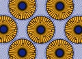 African Wax Print fabric, Ethnic handmade ornament for your design, Afro Ethnic flowers and tribal motifs geometric elements