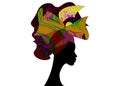 African wedding hairstyle Head wrap, colorful head scarf, beautiful portrait Afro Woman in Traditional Head tie Scarf Turban. Afro