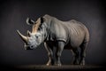 African white rhino portrait on a dark studio background. Generative AI Royalty Free Stock Photo