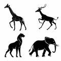 African wildlife silhouette collection elegant designs Royalty Free Stock Photo