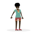 African woman athlete with a gold medal. Girl winner. Character vector flat illustration people.