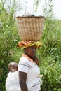 African woman baby in sling