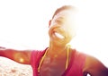 African Woman Beach Happiness Freedom Concept Royalty Free Stock Photo