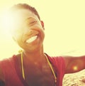 African Woman Beach Happiness Freedom Concept Royalty Free Stock Photo