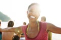 African Woman Beach Happiness Freedom Concept Royalty Free Stock Photo