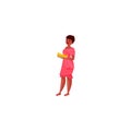 African woman carrying bananas. Raster illustration in flat cartoon style Royalty Free Stock Photo
