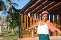 African woman Cheerful walking in the park