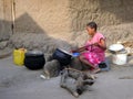 African woman cooking