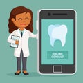 African woman dentist with online consult