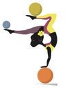 African woman do exercises with the balls vector illustration