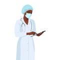 African woman doctor. Hospital staff. Realistic flat portrait.