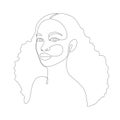 African woman face line drawing. Minimalistic abstract women portrait continuous line art for logo, prints, tattoos, posters,