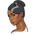 African Woman face. Portrait cartoon style. Vector. Illustration.