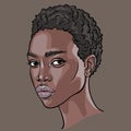 African Woman face. Portrait cartoon style. Vector. Illustration.