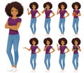African woman in jeans set Royalty Free Stock Photo