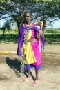 African woman of the Masai tribe sells ornaments made of beads